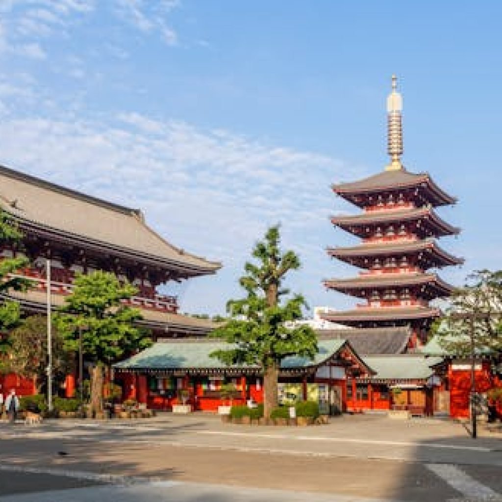 free photo of treasure house gate and five storied pagoda in senso ji buddhist temple