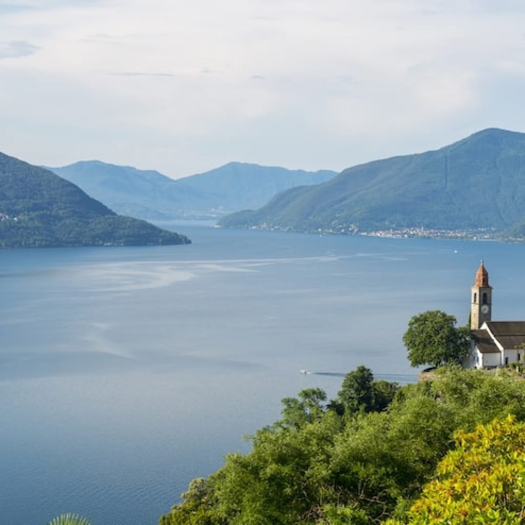 wide angle shot lake surrounded by trees mountains 181624 21755